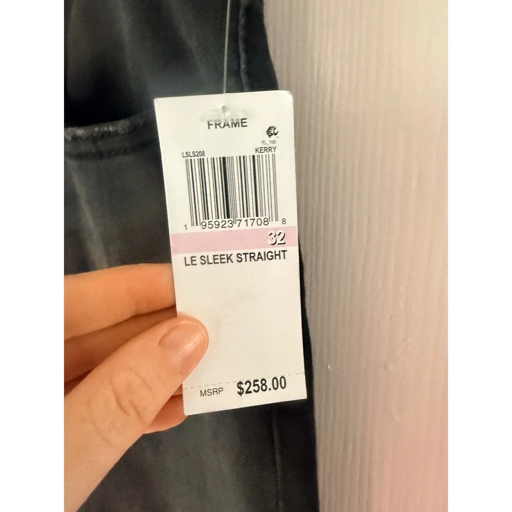 FRAME Le Sleek Straight High Rise Cropped Jeans Kerry Black‎ LSLS208 Womens 32 - Picture 4 of 5